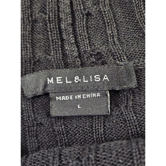 LM Women's L Mel & Lisa Black Ribbed Hooded open Front Cardigan Sweater Black - Picture 5 of 6